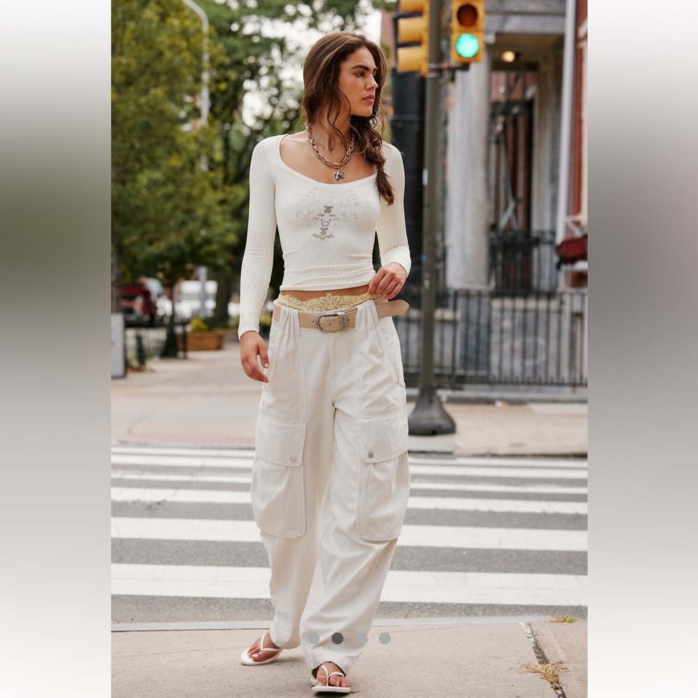 Free People Dynamic Duo Long Sleeve-Ivory-M/L-NWT